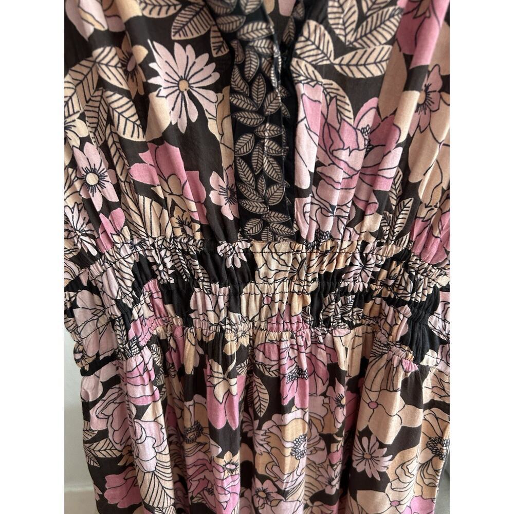 Natural Life Bella Floral Maxi Dress Tiered Pink Floral Prairie Boho Cottage S - Picture 7 of 15